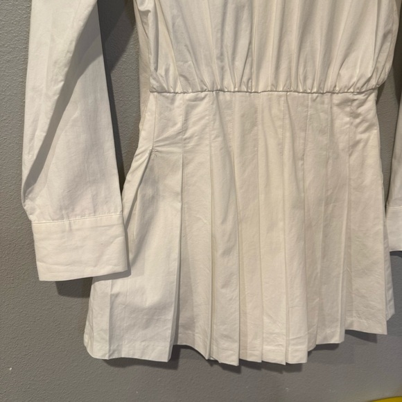 NWT Zara White Cotton Short Shirt Dress Size S Pleated - Picture 8 of 9